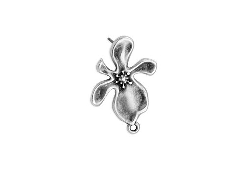 Base Orecchino Fiore - Argento 17x29mm - 2pz