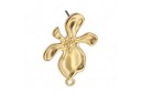 Earring Organic Flower With 1 Ring Titanium Pin - Gold 17x29mm - 2pcs