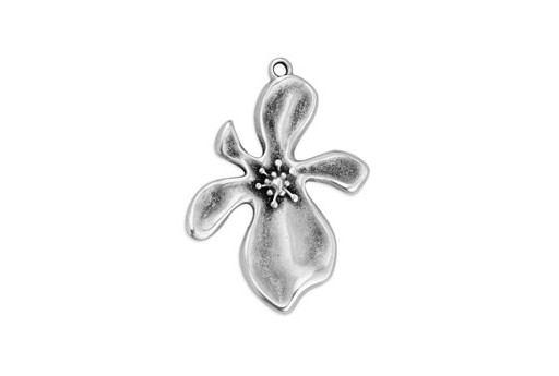 Flower Organic Pendant - Silver 26x36mm - 1pc