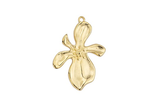 Flower Organic Pendant - Gold 26x36mm - 1pc