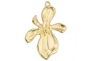 Flower Organic Pendant - Gold 26x36mm - 1pc