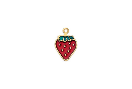 Motif Strawberry Pendant - Gold 13x18mm - 1pc