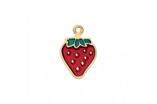 Motif Strawberry Pendant - Gold 13x18mm - 1pc