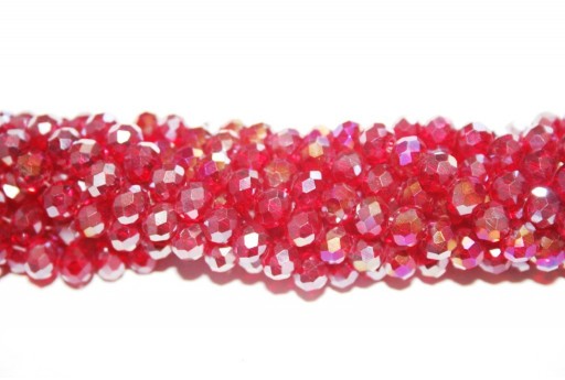 Chinese Crystal Beads Faceted Rondelle Red AB 6x4mm - 90pcs