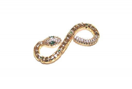 Chiusura Link Serpente Cubic Zirconia - Oro 32,5x12mm