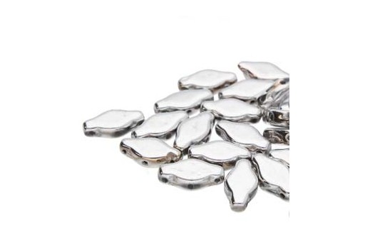 Czech Glass Navette Beads - Silver 6x12mm - 10gr