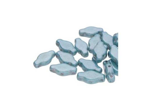 Czech Glass Navette Beads - Luster Metallic Blue 6x12mm - 10gr