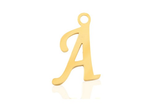 Stainless Alphabet Pendant Letter A - Gold 16mm - 1pc