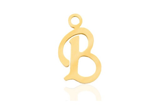 Stainless Alphabet Pendant Letter B - Gold 16mm - 1pc