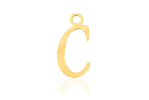 Stainless Alphabet Pendant Letter C - Gold 16mm - 1pc