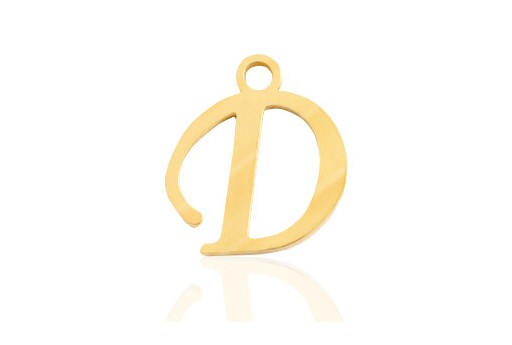 Stainless Alphabet Pendant Letter D - Gold 16mm - 1pc