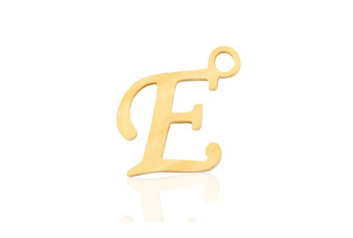 Stainless Alphabet Pendant Letter E - Gold 16mm - 1pc
