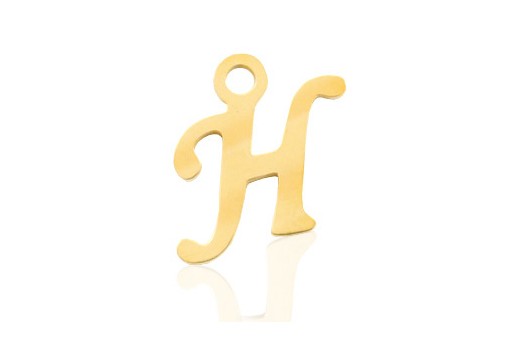 Stainless Alphabet Pendant Letter H - Gold 16mm - 1pc