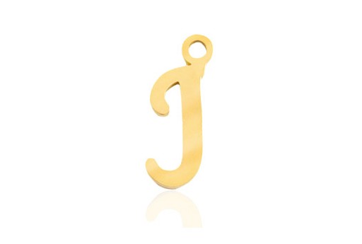 Stainless Alphabet Pendant Letter J - Gold 16mm - 1pc