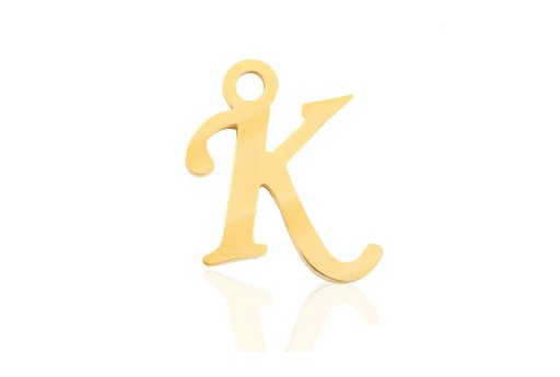 Ciondolo Medaglietta In Acciaio Inossidabile Con Iniziale K Incisa - Monogramma Reale, 45x25 Mm, Catena A Sfera Inclusa 60 Cm - Colori: Argento, Oro, Oro Rosa, Nero