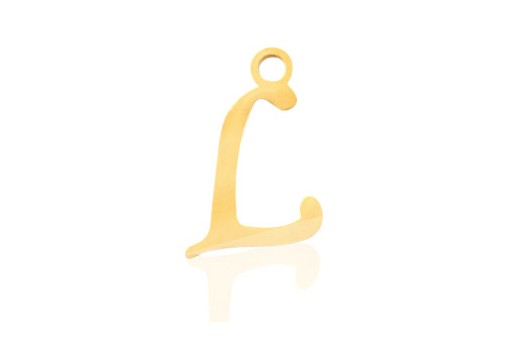 Stainless Alphabet Pendant Letter L - Gold 16mm - 1pc