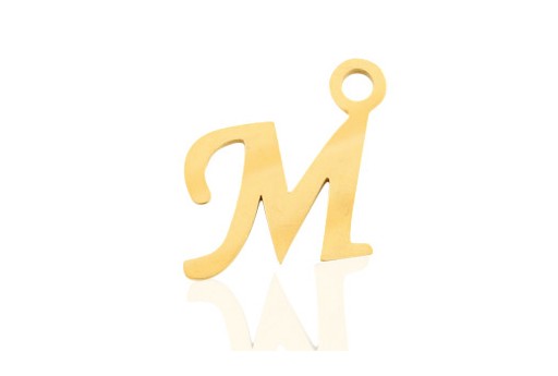 Stainless Alphabet Pendant Letter M - Gold 16mm - 1pc