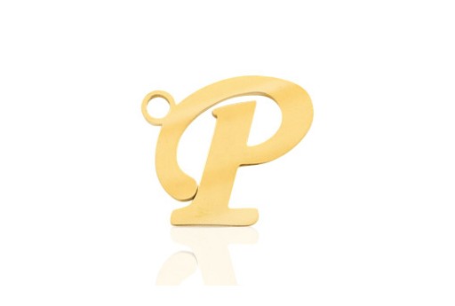 Stainless Alphabet Pendant Letter P - Gold 16mm - 1pc