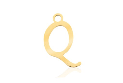 Stainless Alphabet Pendant Letter Q - Gold 16mm - 1pc