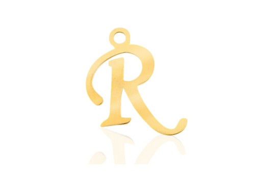 Stainless Alphabet Pendant Letter R - Gold 16mm - 1pc