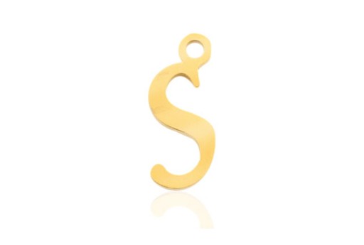 Stainless Alphabet Pendant Letter S - Gold 16mm - 1pc