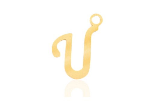 Stainless Alphabet Pendant Letter U - Gold 16mm - 1pc