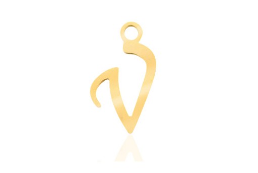 Stainless Alphabet Pendant Letter V - Gold 16mm - 1pc