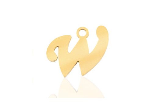 Stainless Alphabet Pendant Letter W - Gold 16mm - 1pc