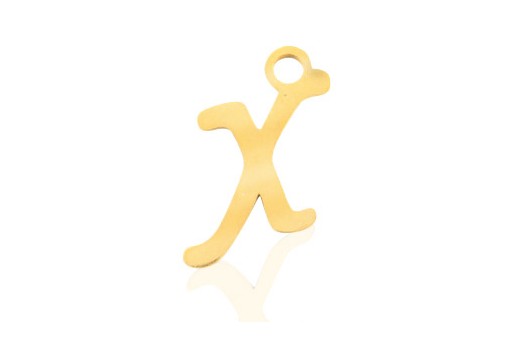 Pendente Acciaio Alfabeto Lettera X - Oro 16mm - 1pz