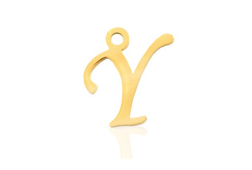 Stainless Alphabet Pendant Letter Y - Gold 16mm - 1pc
