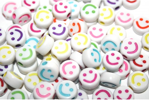 Opaque Acrylic Beads - Smile 10x5mm - 30pcs