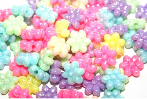 Opaque Acrylic Beads Flower - Multicolor 10x11mm - 30pcs