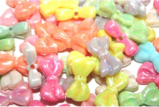 Opaque Acrylic Beads Bowknot - Multicolor 10x18mm - 30pcs