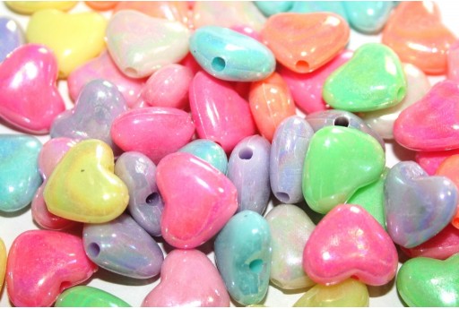 Opaque Acrylic Beads Heart - Multicolor 12x14mm - 30pcs