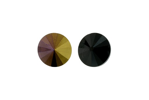 Cabochon Rivoli Matubo Jet Brown Flare 12mm - 2pz