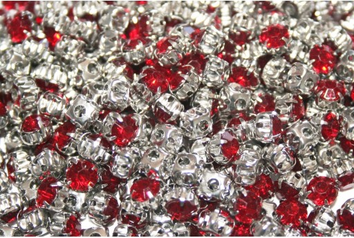 Perline Strass Montee Rosso 5mm - 30pz