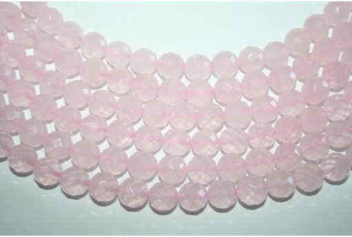 Filo 38 Pietre Quarzo Rosa Sfera Sfaccettata 10mm QURO12