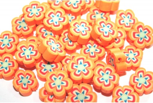 Polymer Clay Beads Flower - Orange 10mm - 25pcs
