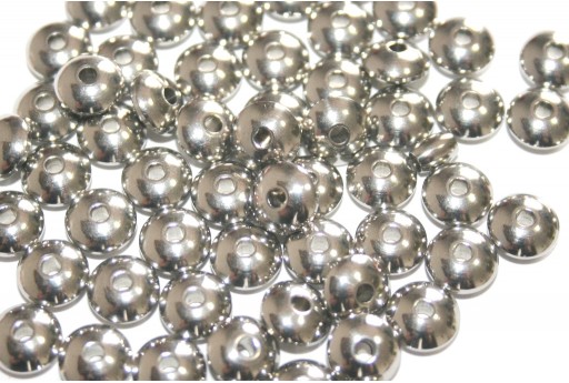Stainless Steel Beads Rondelle Platinum 8x4mm - 4pcs