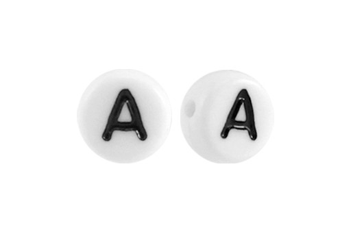 White Plating Acrylic Beads - Letter A 7x4mm - 20pcs