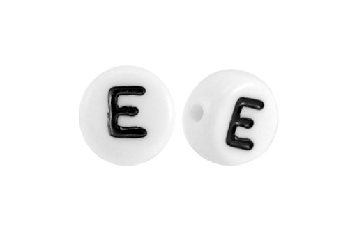 White Plating Acrylic Beads - Letter E 7x4mm - 20pcs