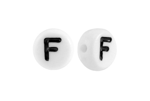 White Plating Acrylic Beads - Letter F 7x4mm - 20pcs