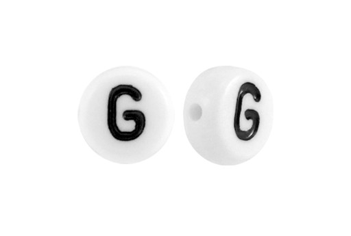 White Plating Acrylic Beads - Letter G 7x4mm - 20pcs