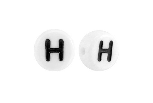 White Plating Acrylic Beads - Letter H 7x4mm - 20pcs