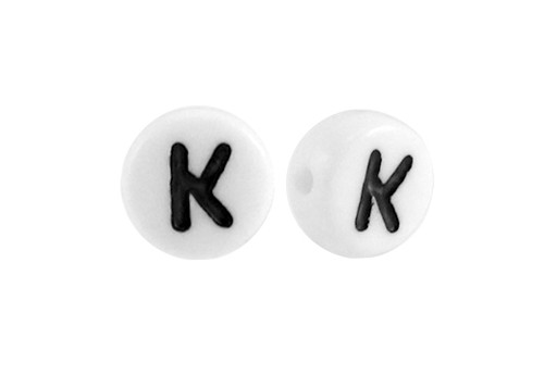 White Plating Acrylic Beads - Letter K 7x4mm - 20pcs
