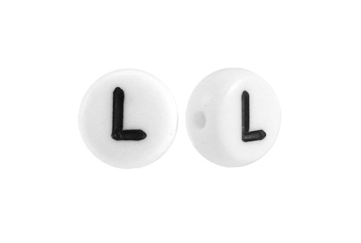 White Plating Acrylic Beads - Letter L 7x4mm - 20pcs