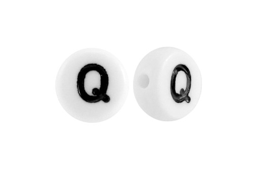 White Plating Acrylic Beads - Letter Q 7x4mm - 20pcs