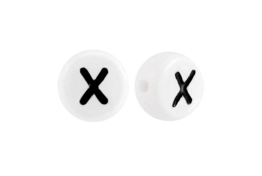 Perline Acrilico Bianco Lettera X - Tondo 7x4mm - 20pz