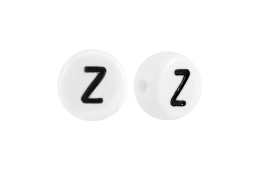 White Plating Acrylic Beads - Letter Z 7x4mm - 20pcs