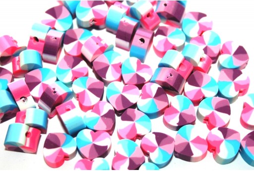 Polymer Clay Beads Heart Fantasy Purple 10x11mm - 25pcs
